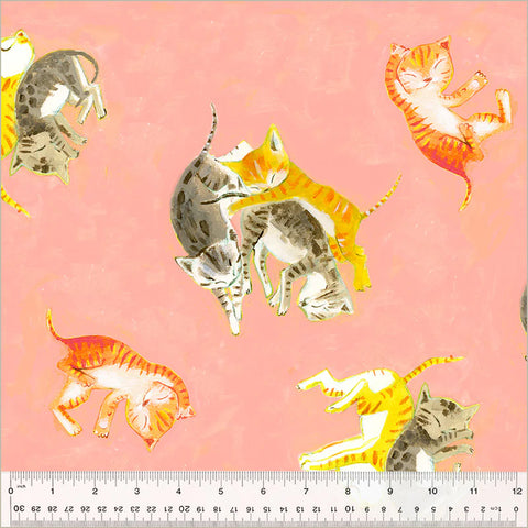 Salmon Barn Kittens  -- Heather Ross by Hand Heather Ross  -- Windham Fabrics