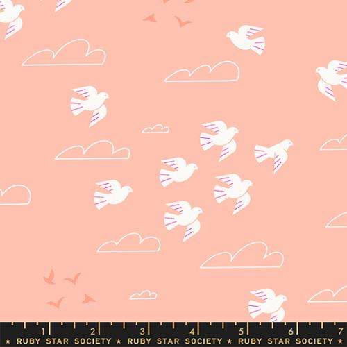 Birds in Flight in Peach -- Sunbeam  Ruby Star Society -- Moda Fabric