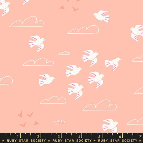 Birds in Flight in Peach -- Sunbeam  Ruby Star Society -- Moda Fabric