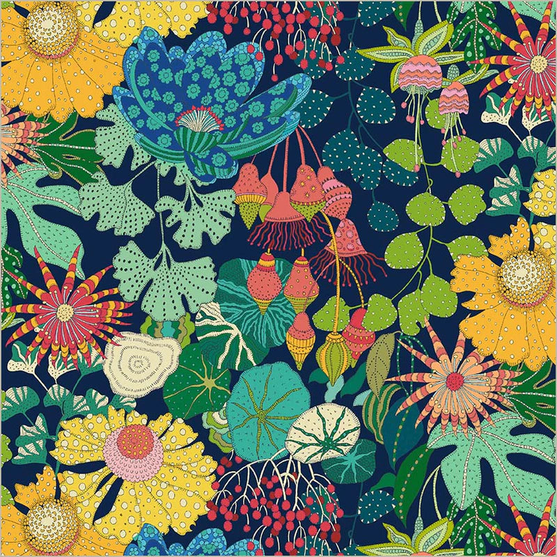 Peony Park in Indigo -- Sunshine by Sally Kelly --- Windham Fabrics