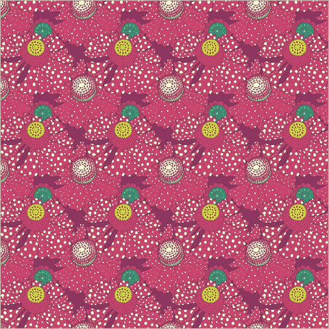 Polka Flower in Plum -- Sunshine by Sally Kelly --- Windham Fabrics