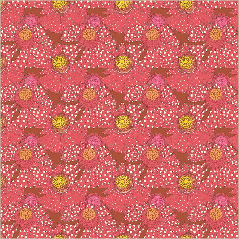 Polka Flower in Crimson -- Sunshine by Sally Kelly --- Windham Fabrics