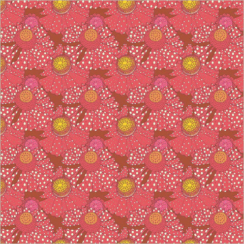Polka Flower in Crimson -- Sunshine by Sally Kelly --- Windham Fabrics