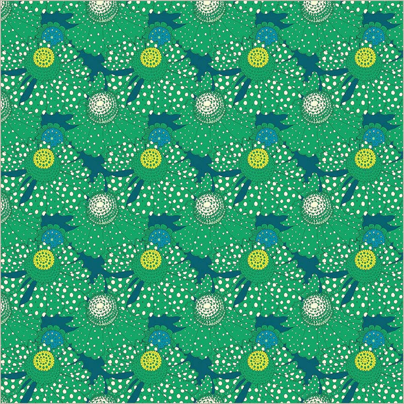 Polka Flower in Chlorophyll -- Sunshine by Sally Kelly --- Windham Fabrics