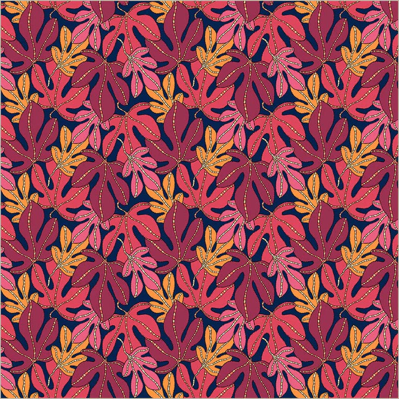 Monstera in Indigo -- Sunshine by Sally Kelly --- Windham Fabrics