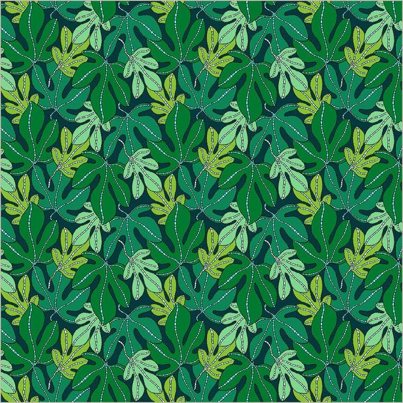 Monstera in Forest -- Sunshine by Sally Kelly --- Windham Fabrics