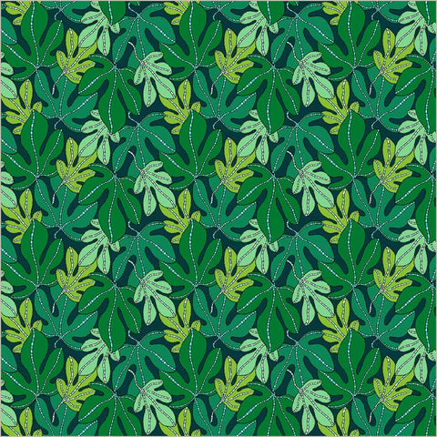 Monstera in Forest -- Sunshine by Sally Kelly --- Windham Fabrics