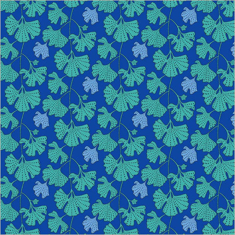 Gingko in Cerulean -- Sunshine by Sally Kelly --- Windham Fabrics