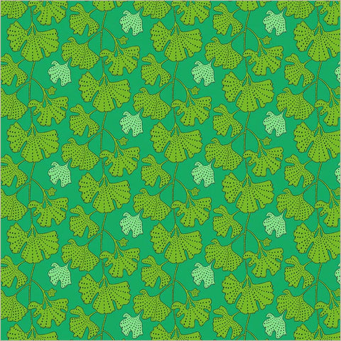 Gingko in Kelly -- Sunshine by Sally Kelly --- Windham Fabrics