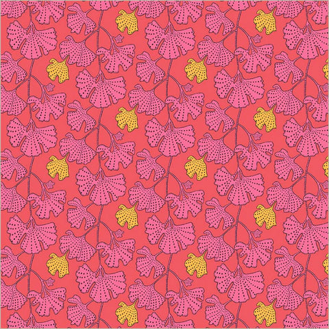 Gingko in Guava -- Sunshine by Sally Kelly --- Windham Fabrics