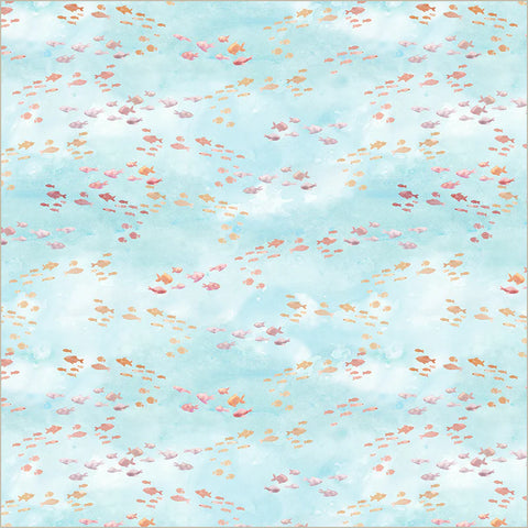 Shoal in Turquoise -- Ocean Life by Leslie Trimbach --- Windham Fabrics