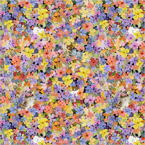 Peek-A-Boo in Mutli -- Cats Around Town by Sue Miano --- Windham Fabrics