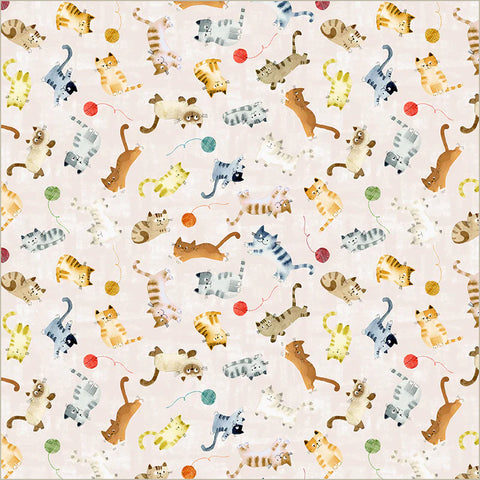 Playful Companions in Ivory -- Cats Around Town by Sue Miano --- Windham Fabrics