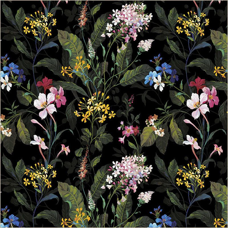 Moody Blues in Black -- Midnight Blooms by Whistler Studios --- Windham Fabrics