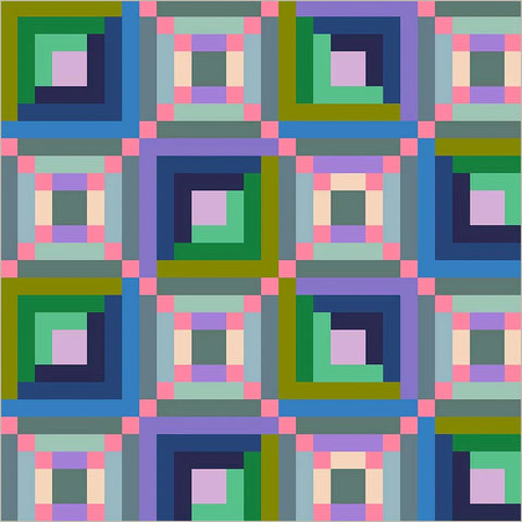 Log Cabin in Periwinkle -- Canvas & Co -- Annabel Wrigley --- Windham Fabrics