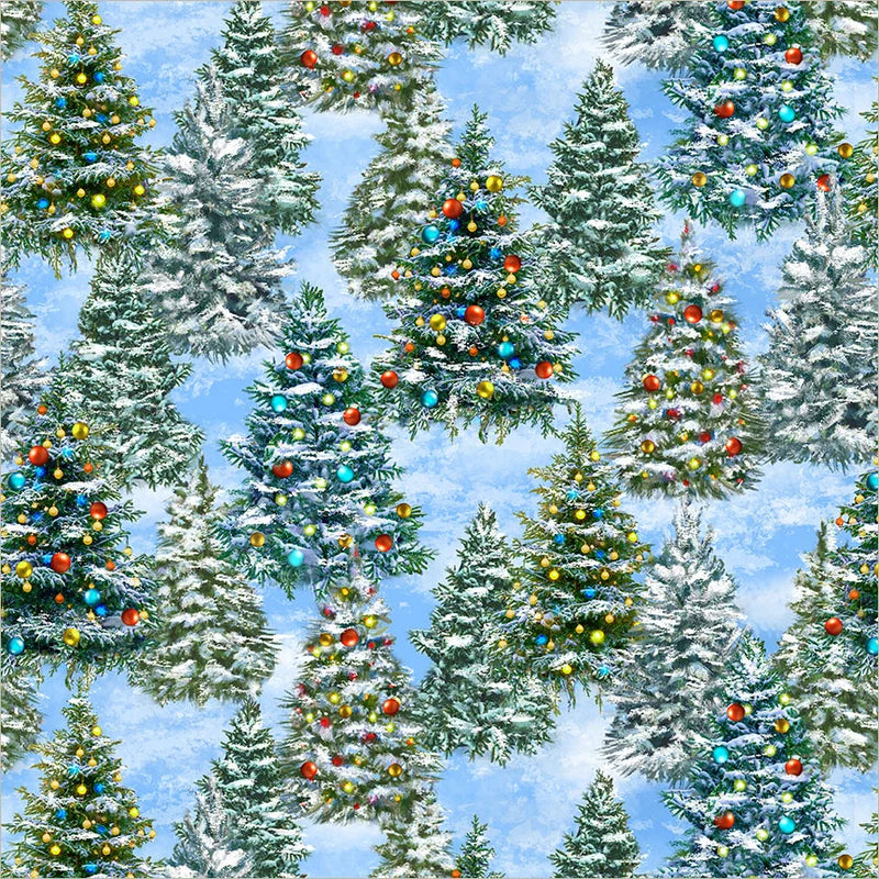 Tree Farm in Icy Blue --- Winter Wonder by Whistler Studios -- Windham Fabrics