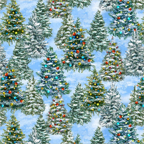 Tree Farm in Icy Blue --- Winter Wonder by Whistler Studios -- Windham Fabrics