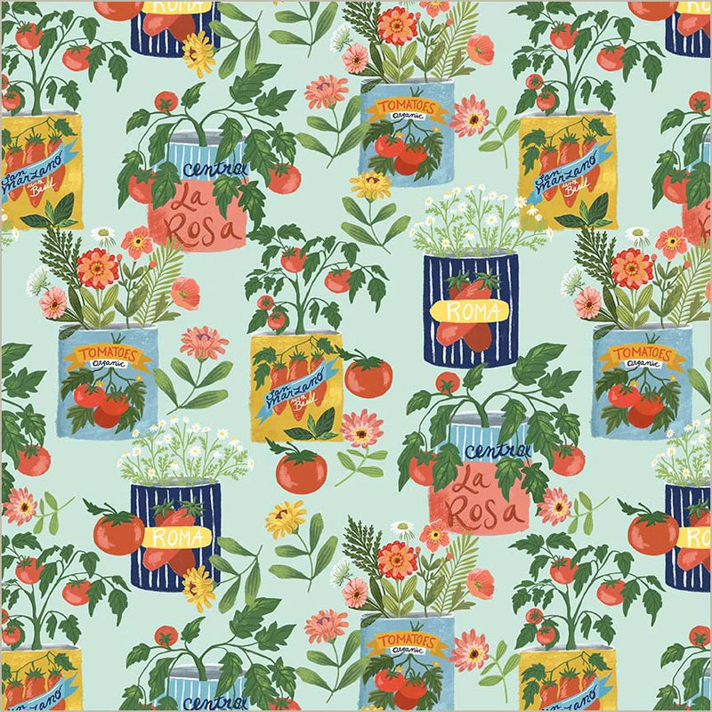 Tomato Tomahto in Aqua -- Villa Sol by Jennifer Moore/Monaluna --- Windham Fabrics