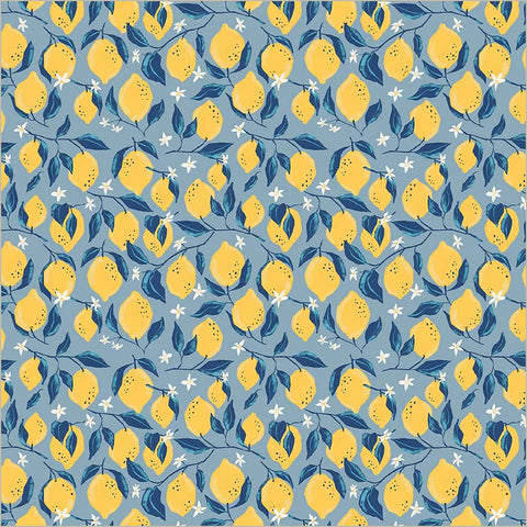Lemons in Sea Blue -- Villa Sol by Jennifer Moore/Monaluna --- Windham Fabrics