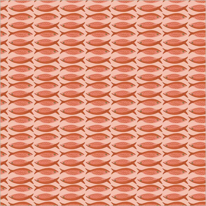 Little Fishies in Salmon -- Villa Sol by Jennifer Moore/Monaluna --- Windham Fabrics