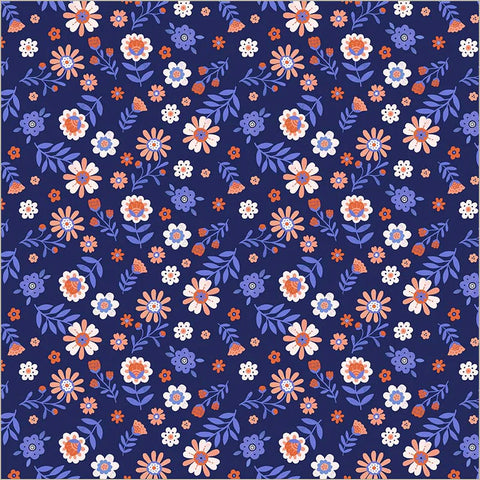 Folky Floral in Indigo --- Folky Chicken by Natalie Briscoe --- Windham Fabrics