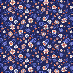 Folky Floral in Indigo --- Folky Chicken by Natalie Briscoe --- Windham Fabrics
