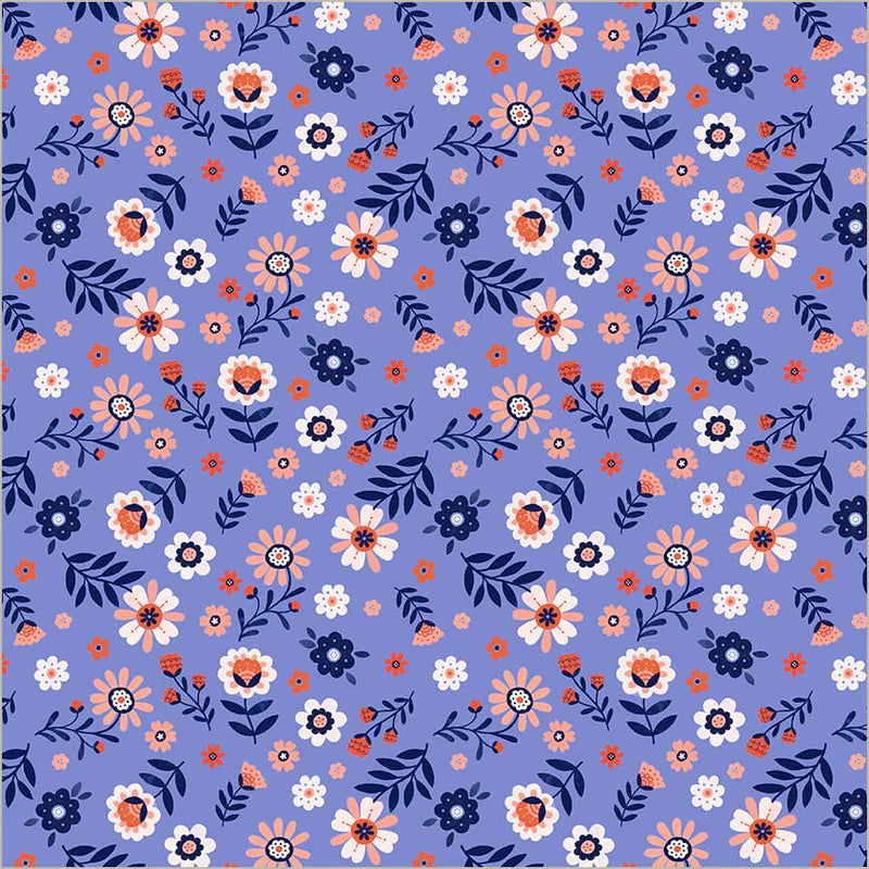 Folky Floral in Cobalt --- Folky Chicken by Natalie Briscoe --- Windham Fabrics