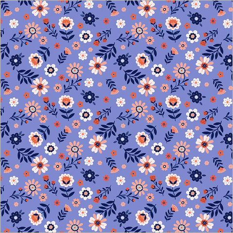 Folky Floral in Cobalt --- Folky Chicken by Natalie Briscoe --- Windham Fabrics