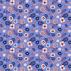 Folky Floral in Cobalt --- Folky Chicken by Natalie Briscoe --- Windham Fabrics