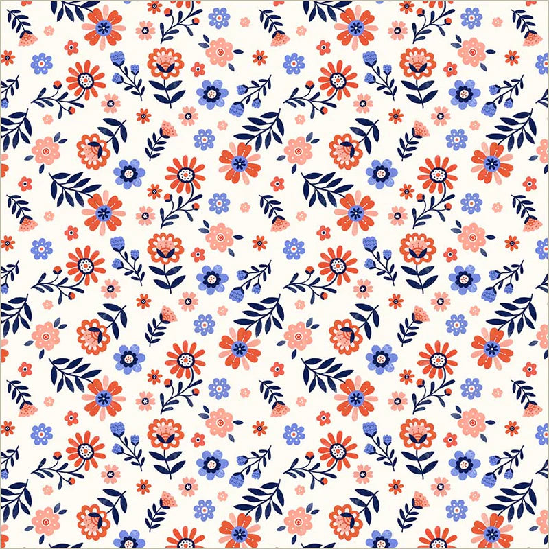 Folky Floral in Ivory --- Folky Chicken by Natalie Briscoe --- Windham Fabrics