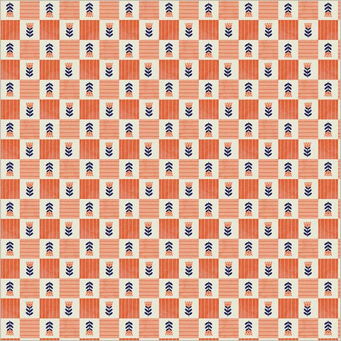 Tulip Check in Coral --- Folky Chicken by Natalie Briscoe --- Windham Fabrics