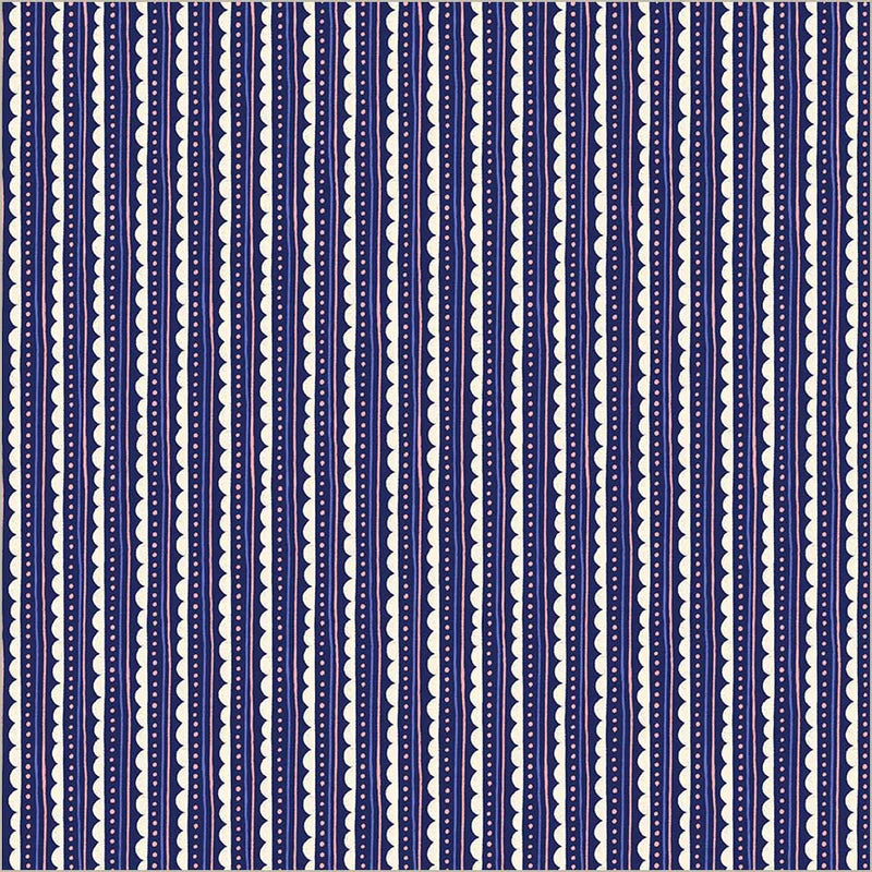 Scallop Edge in Indigo  --- Folky Chicken by Natalie Briscoe --- Windham Fabrics