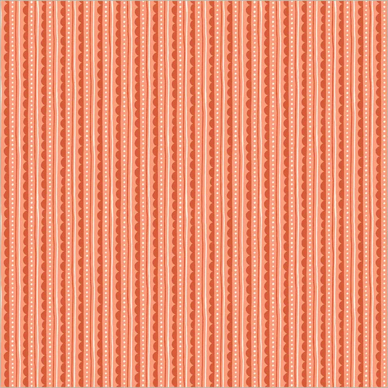 Scallop Edge in Coral --- Folky Chicken by Natalie Briscoe --- Windham Fabrics
