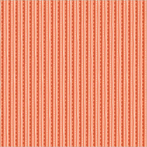 Scallop Edge in Coral --- Folky Chicken by Natalie Briscoe --- Windham Fabrics