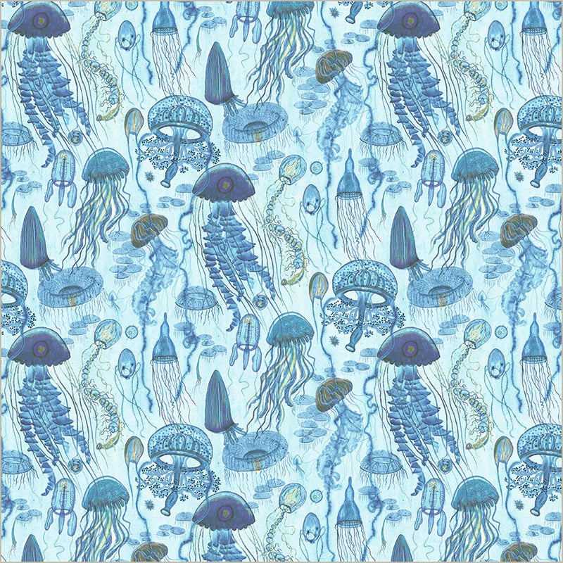 Jellyfish Field in Aqua -- Deep Blue by Katherine Quinn -- Windham Fabrics