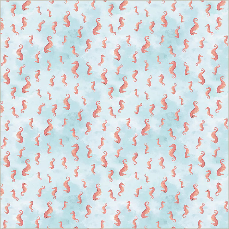 Seahorses in Aqua -- Deep Blue by Katherine Quinn -- Windham Fabrics