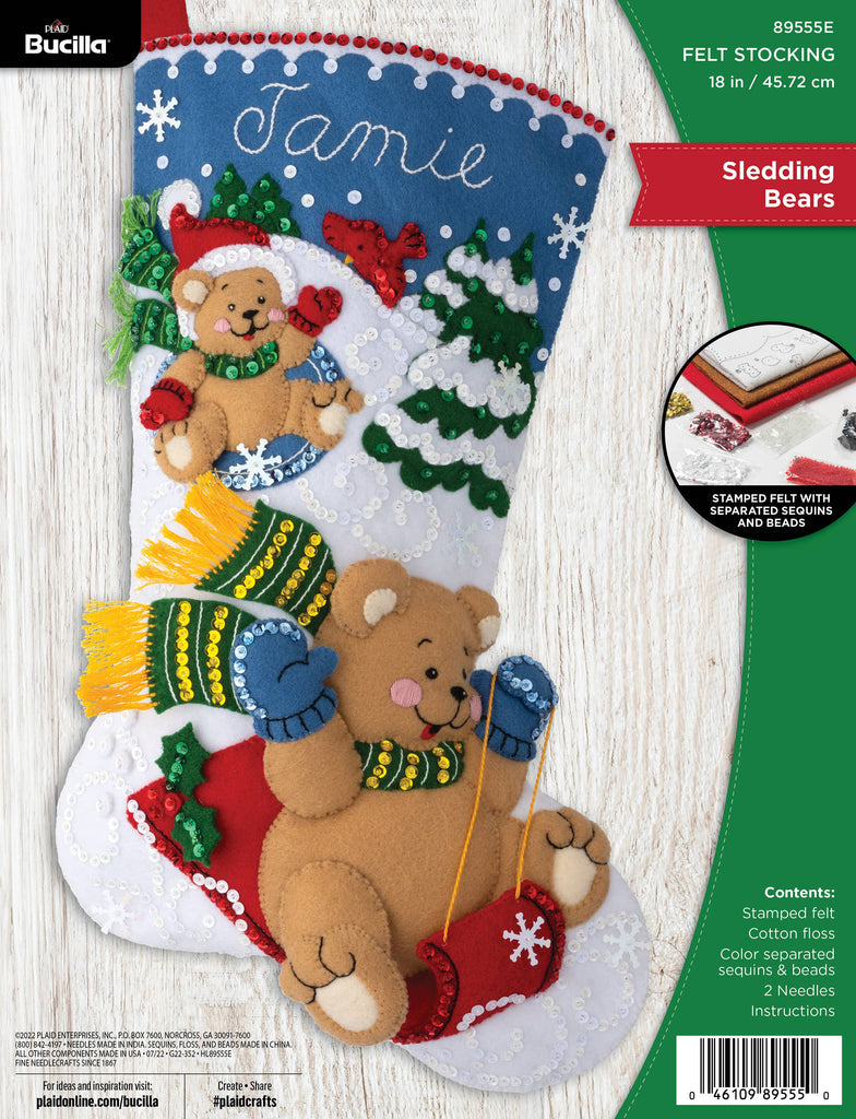 Bucilla ® Seasonal Felt Stocking Kit - Sledding Bears
