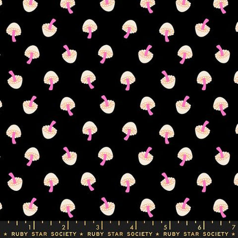 Tiny Mushrooms in Black -- Tiny Frights by Ruby Star Society for Moda Fabric