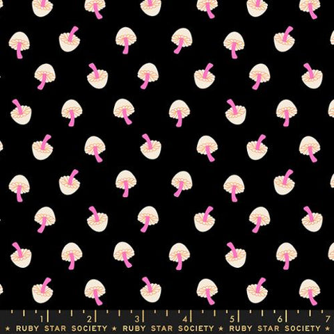 Tiny Mushrooms in Black -- Tiny Frights by Ruby Star Society for Moda Fabric