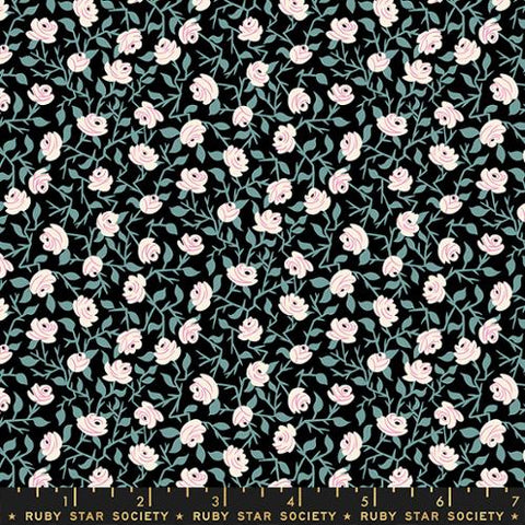 Brambling Rose Florals in Black -- Tiny Frights by Ruby Star Society for Moda Fabric