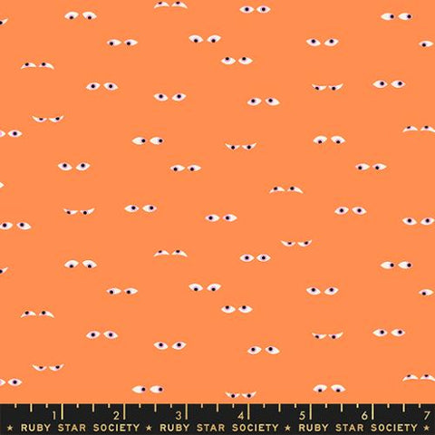 Creepy Eyes in Pumpkin Glow in the Dark -- Tiny Frights by Ruby Star Society for Moda Fabric