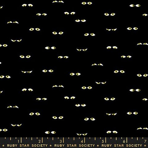 Creepy Eyes in Black Glow in the Dark -- Tiny Frights by Ruby Star Society for Moda Fabric