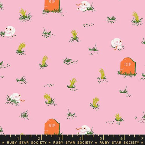 Spooky Graveyard in Peony Glow in the Dark  -- Tiny Frights by Ruby Star Society for Moda Fabric