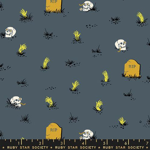 Spooky Graveyard in Ghostly Glow in the Dark  -- Tiny Frights by Ruby Star Society for Moda Fabric