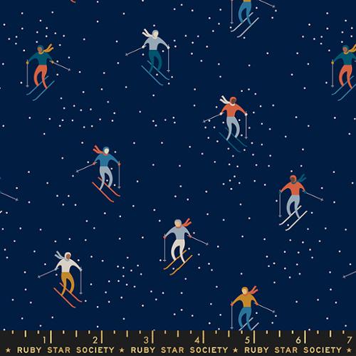 Ski Peeps in Navy -- Winterglow by Ruby Star Society for Moda Fabric