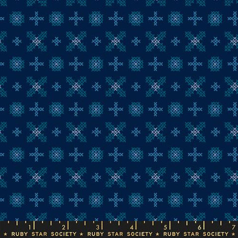 Cross Stitch  in Navy -- Winterglow by Ruby Star Society for Moda Fabric