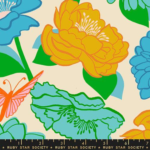 Flowerland Floral in Turquoise ---  Flowerland by Melody Miller for Ruby Star Society -- Moda Fabric