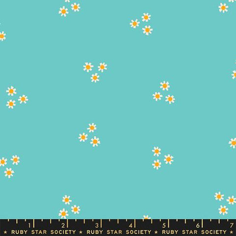 Posies in Turquoise ---  Flowerland by Melody Miller for Ruby Star Society -- Moda Fabric