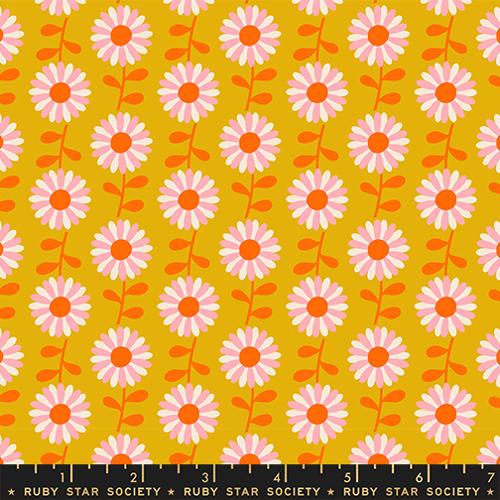 Field of Flowers in Goldenrod ---  Flowerland by Melody Miller for Ruby Star Society -- Moda Fabric