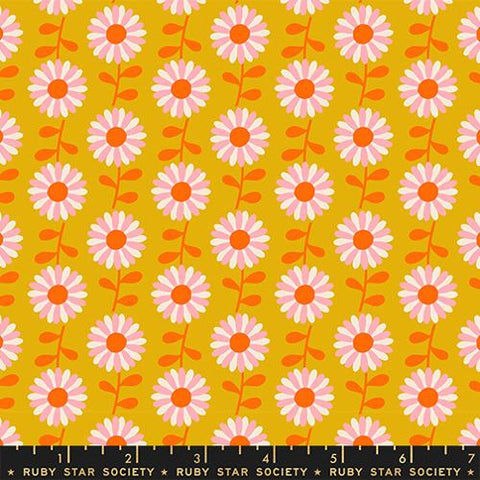 Field of Flowers in Goldenrod ---  Flowerland by Melody Miller for Ruby Star Society -- Moda Fabric